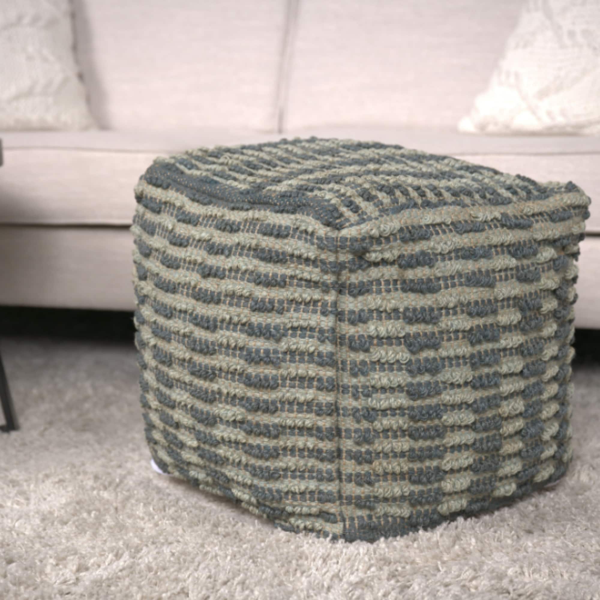 GOODSILO - Versatile Square Pouf Ottoman Floor Cushion Stylish Home Decor Polystyrene Bead Filled - Teal Blue