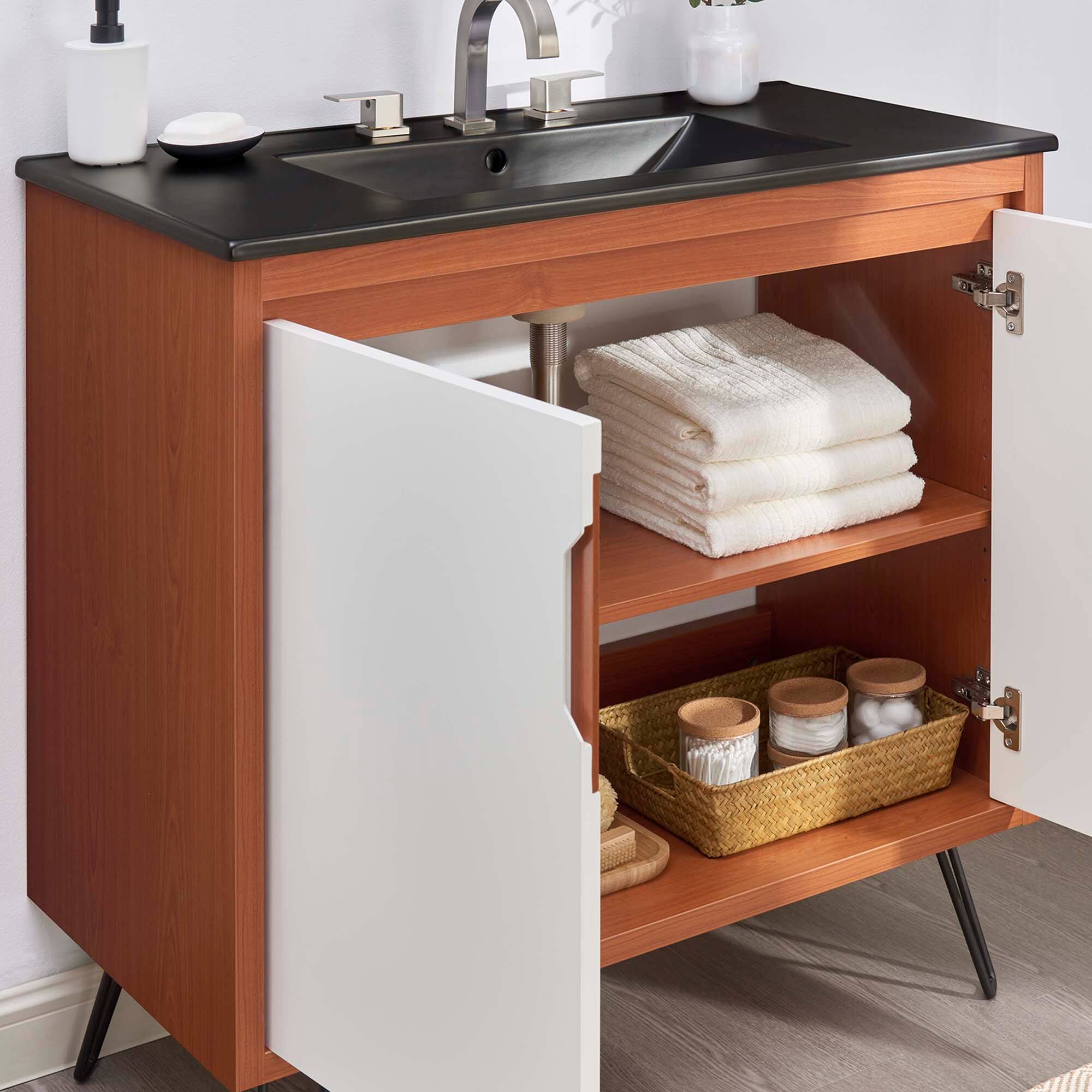 Back. Modway - Energize Bathroom Vanity Basin Included by Modway - Cherry White Black.