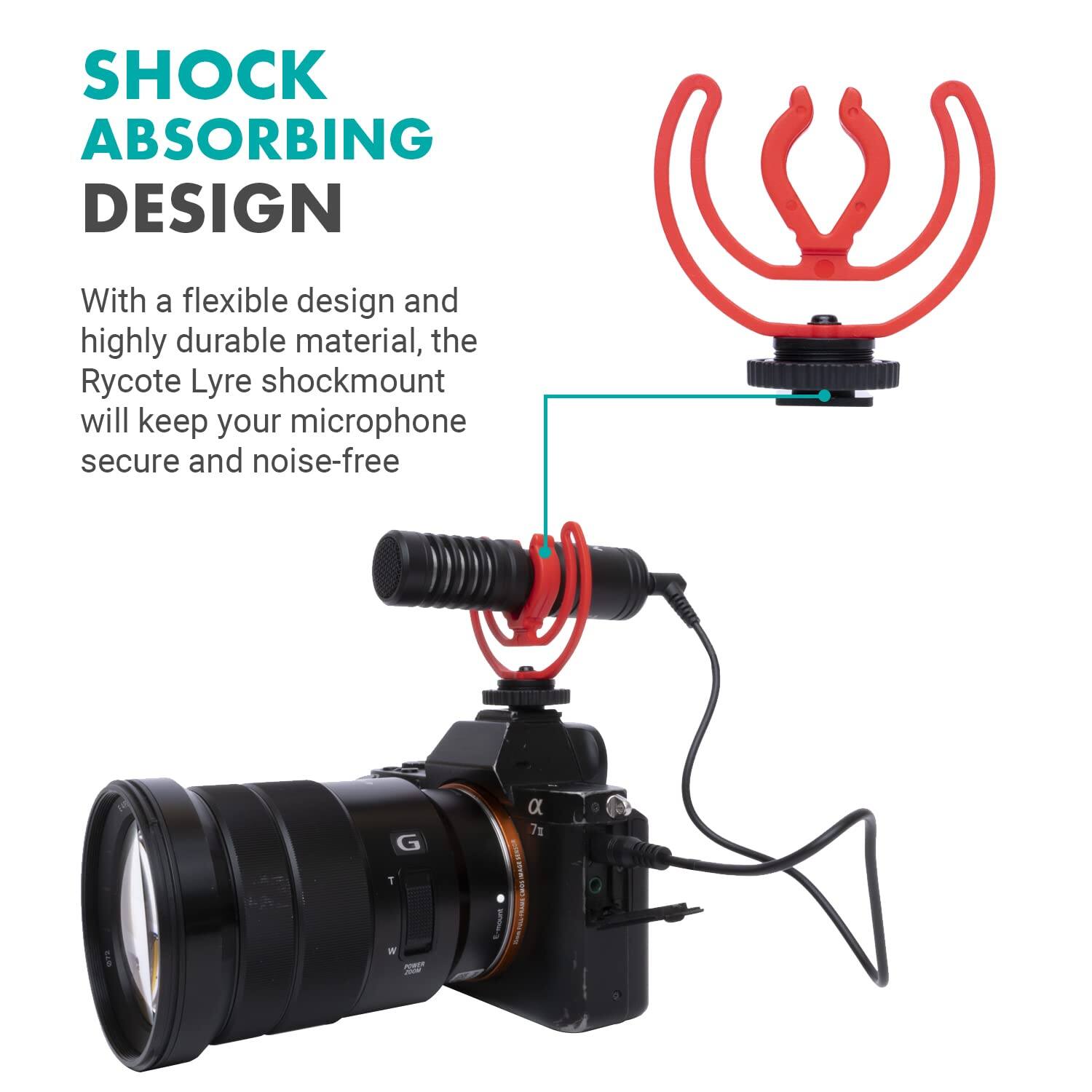 SHOCK ABSORBING DESIGN

With a flexible design and highly durable material, the Rycote Lyre shockmount will keep your microphone secure and noise-free