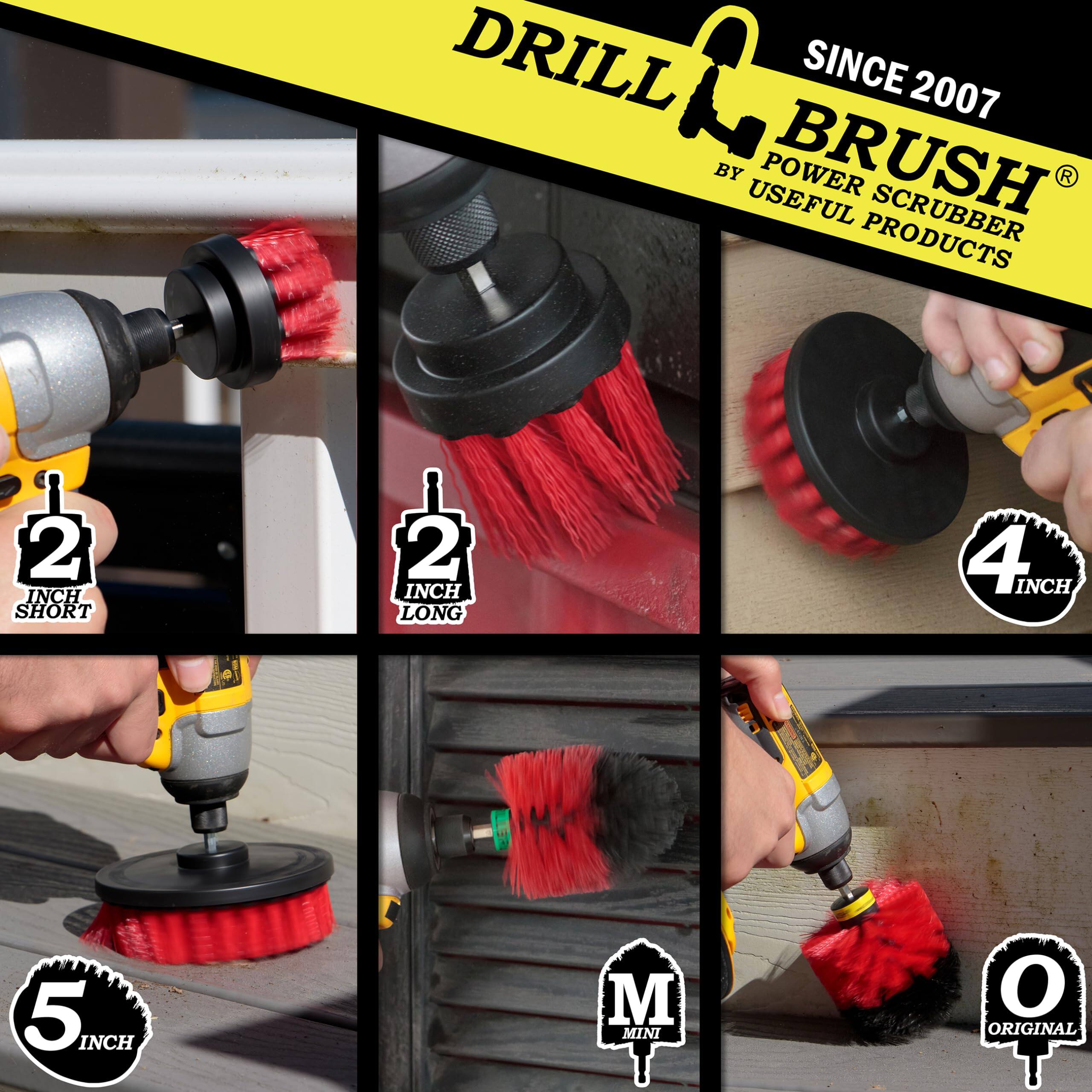 DRILL BRUSH SINCE 2007 BY USEFUL PRODUCTS 2 INCH SHORT 2 INCH LONG 4 INCH 5 INCH M MINI O ORIGINAL