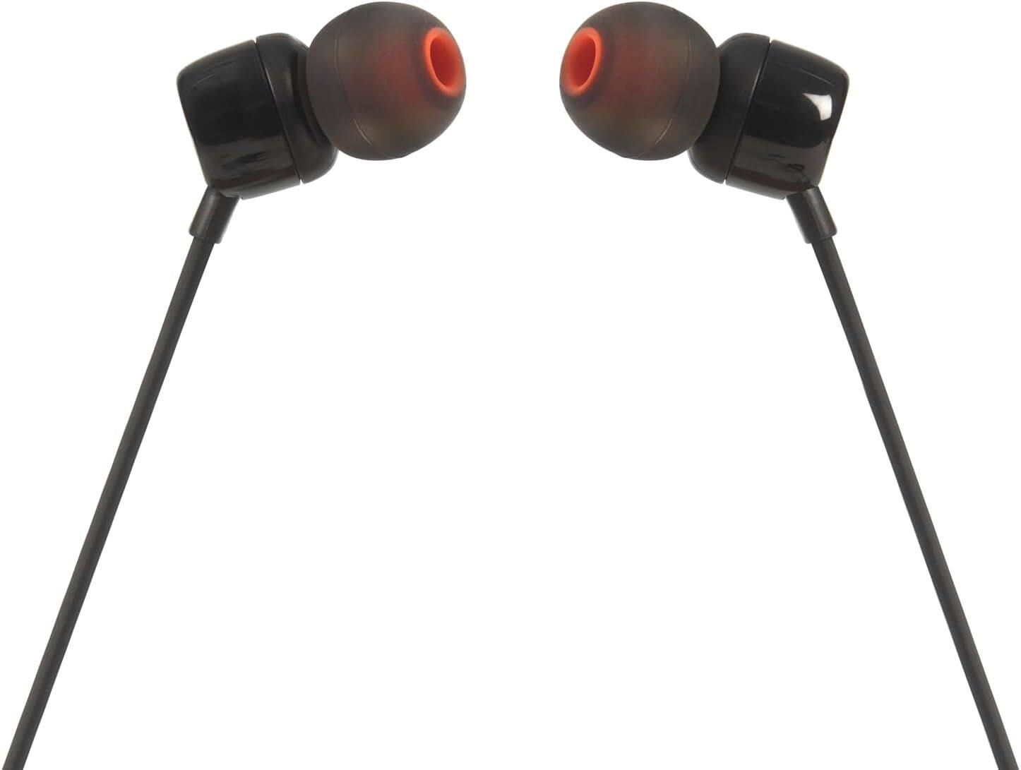 Left. JBL - JBL TUNE 110 BLACK In-Ear Tangle-Free Wired Headphones (Black).