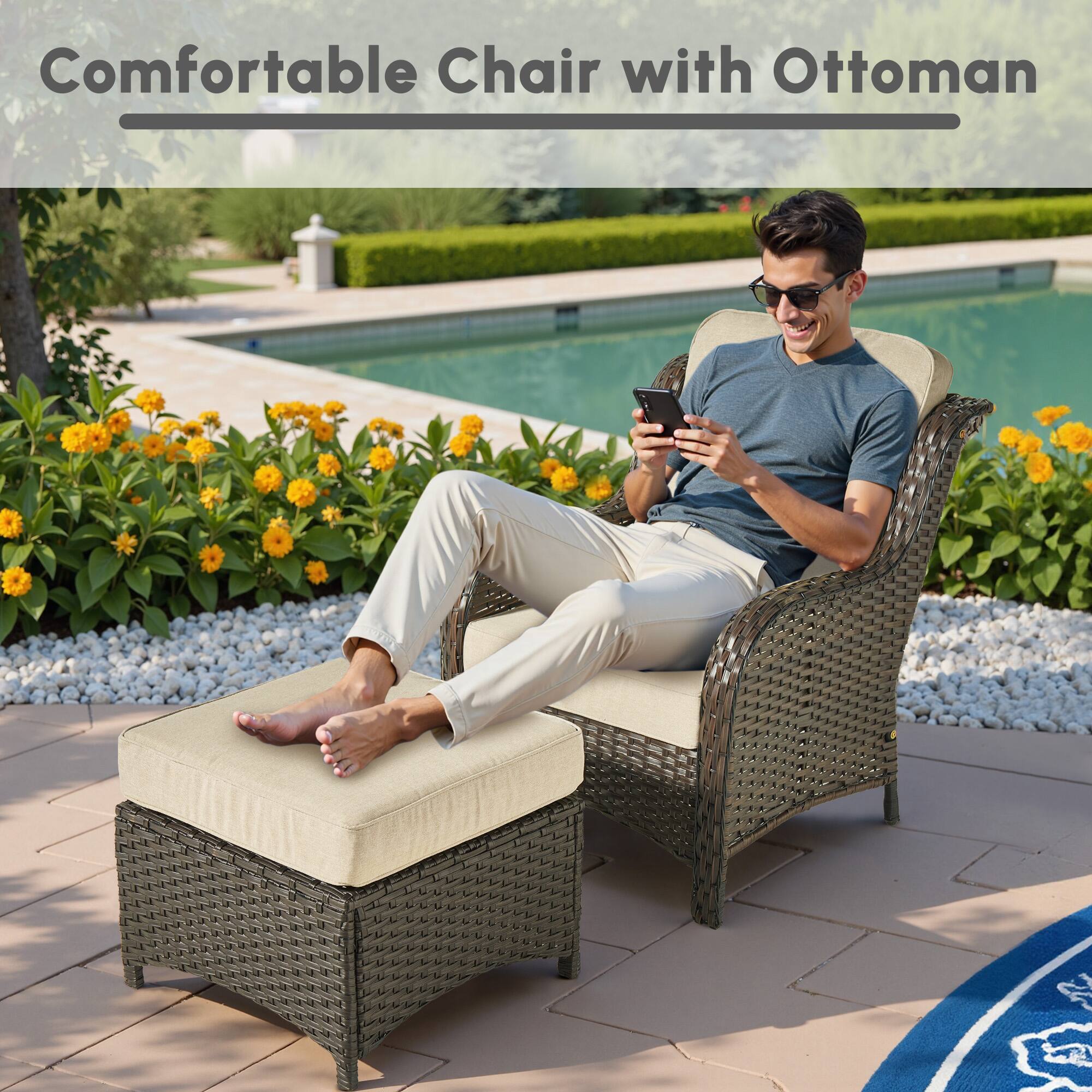 Comfortable Chair with Ottoman