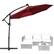 Front. Costway - 10FT Patio Offset Umbrella Solar LED 360degrees Rotation - Wine.