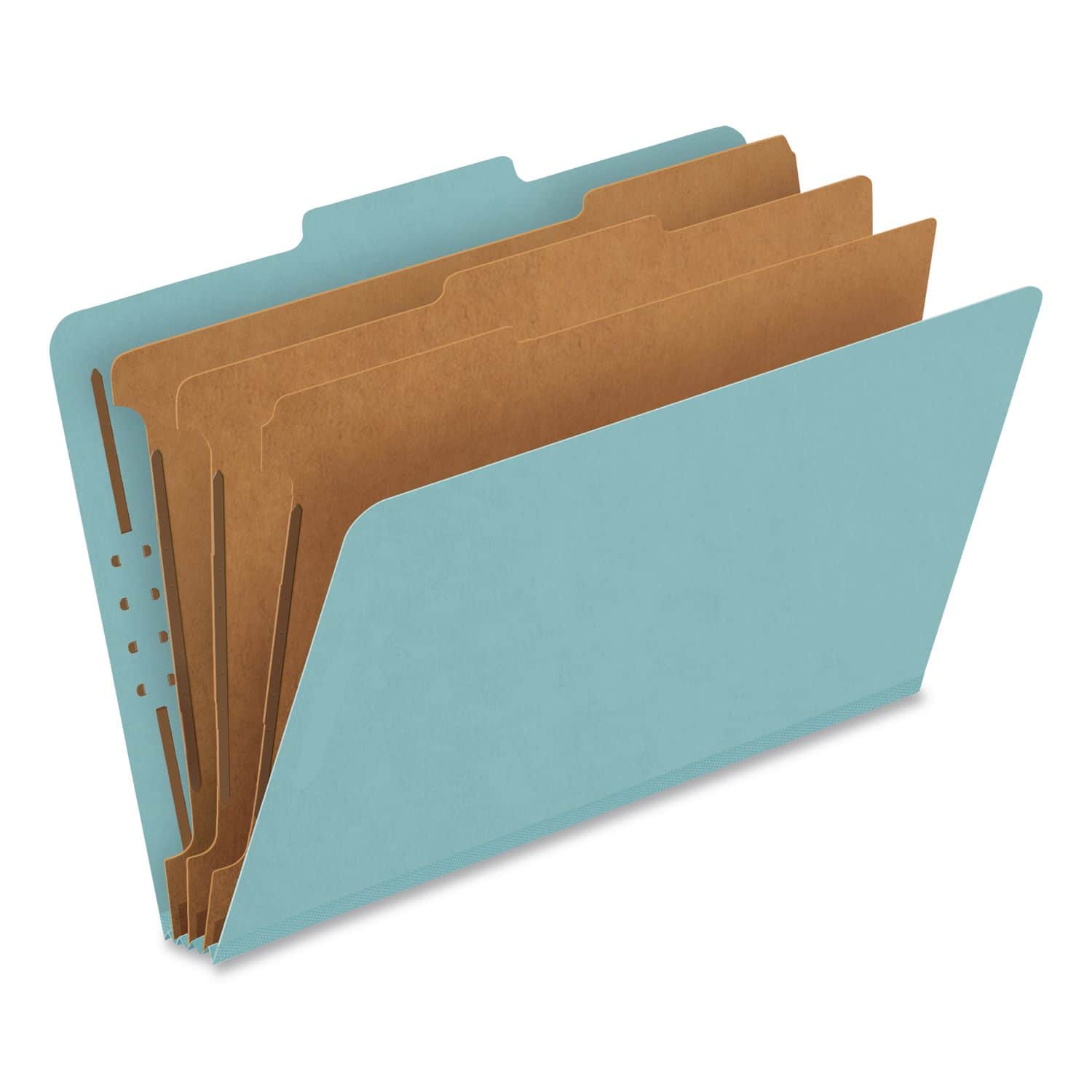 Tops Business Forms - REMOVE - Colored Pressboard Top Tab  Folders, 3.5" Expansion, 3 Dividers, 8 Fasteners, Legal Size, Blue Exterior, 10/Box