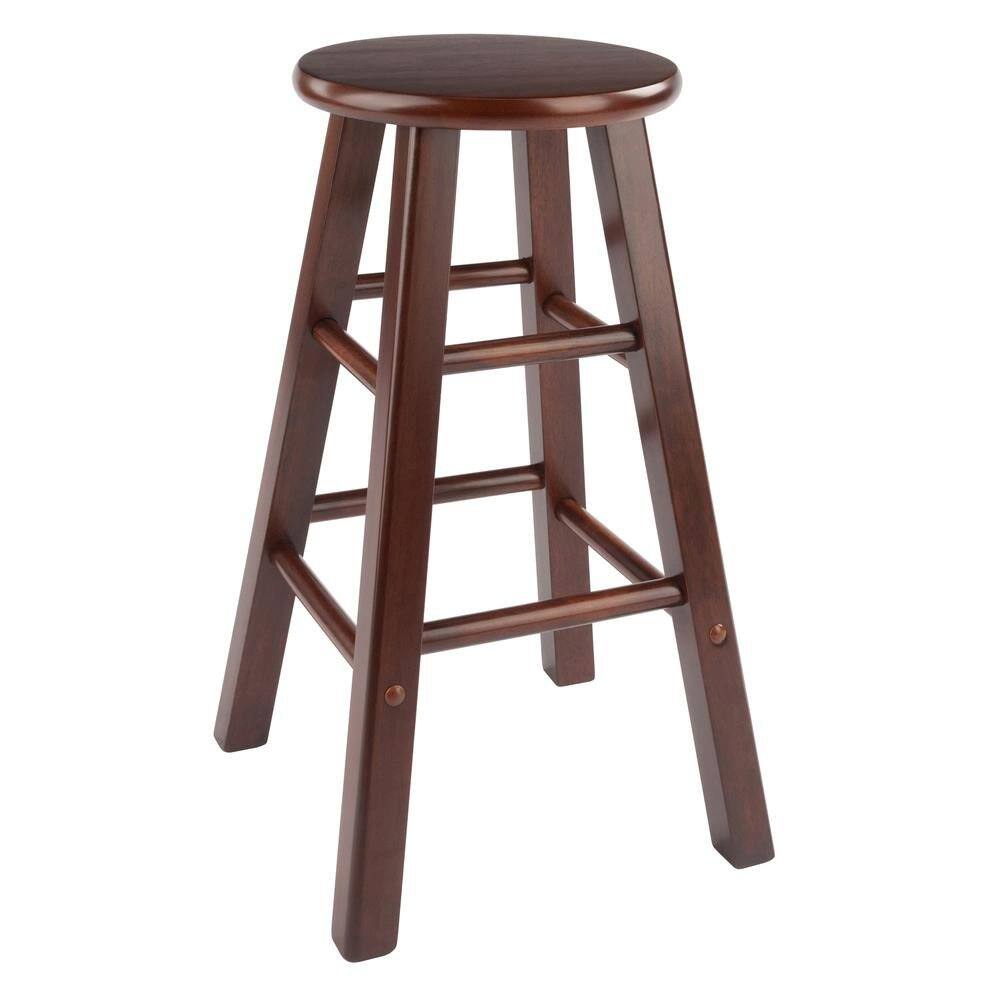 Left. FurniFact - Walnut Solid Wood Kitchen Stools Set of 2, Bar Chairs for Counter Seating - Walnut.