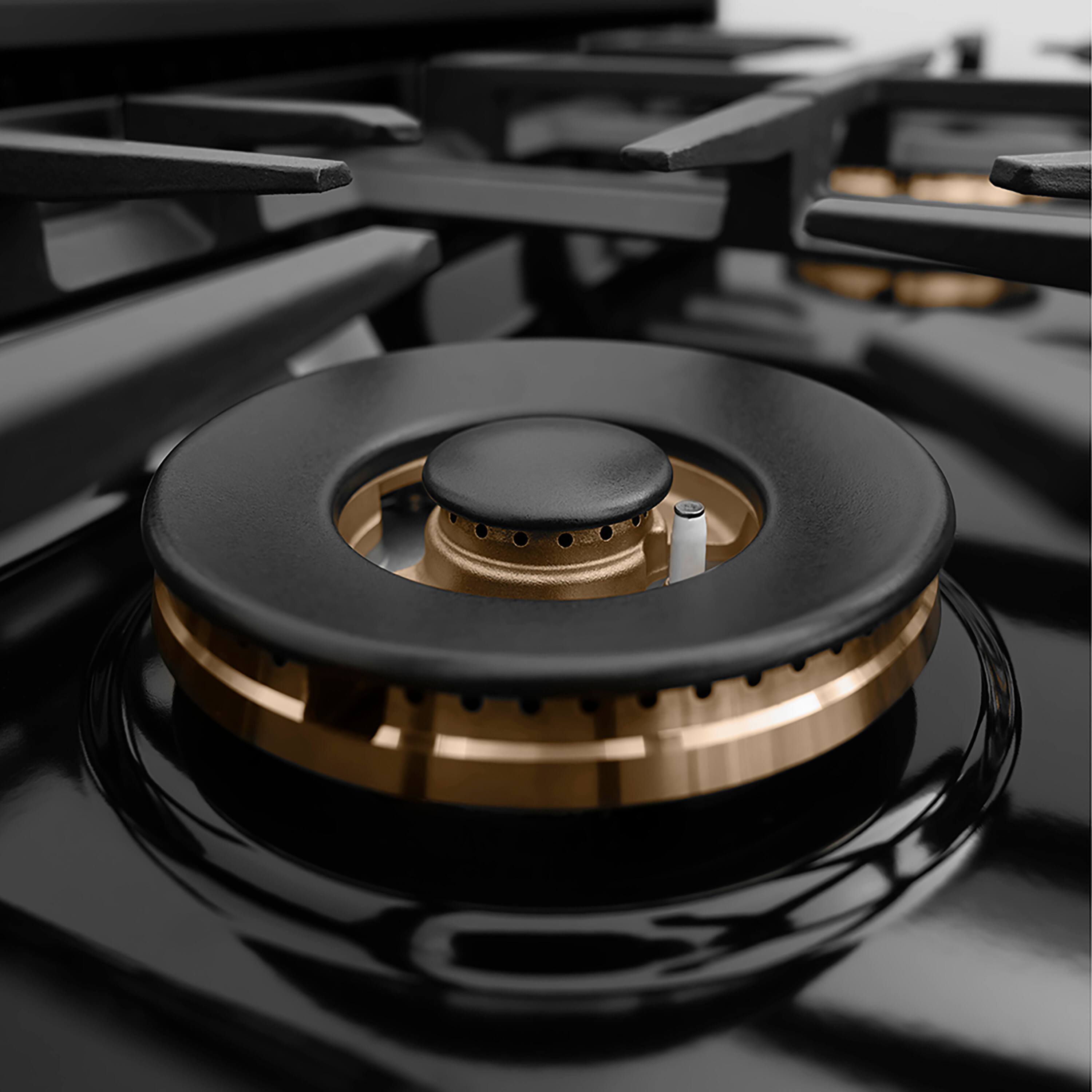 Back. ZLINE - ZLINE Autograph 30 in. Black Steel Classic Gas Cooktop with 4 DuoPro Burners and Bronze Accents (PCRTBZ-30-CB) - Black Stainless Steel.