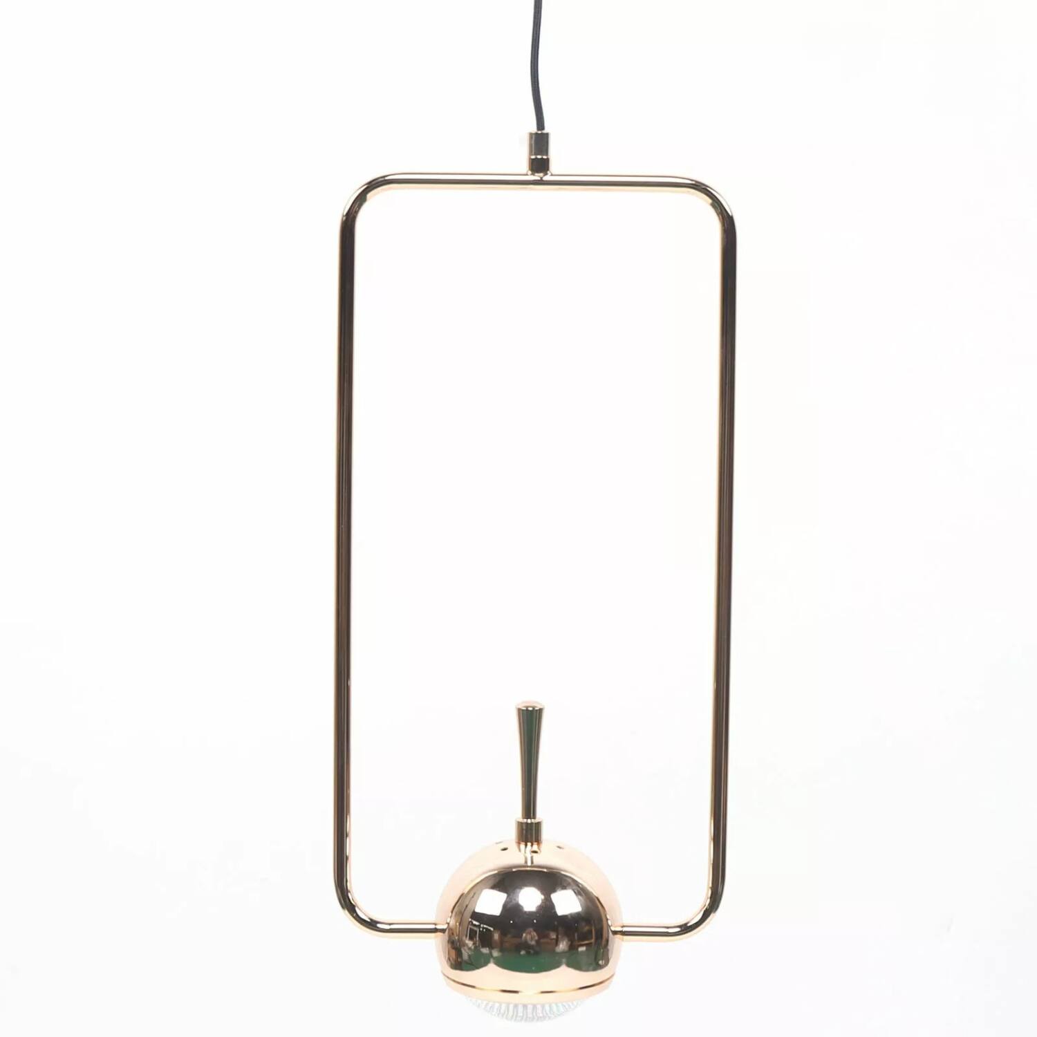 Front. Stock Preferred - LED Ceiling Light – Golden Rectangle Tube Pendant Lamp - Gold.