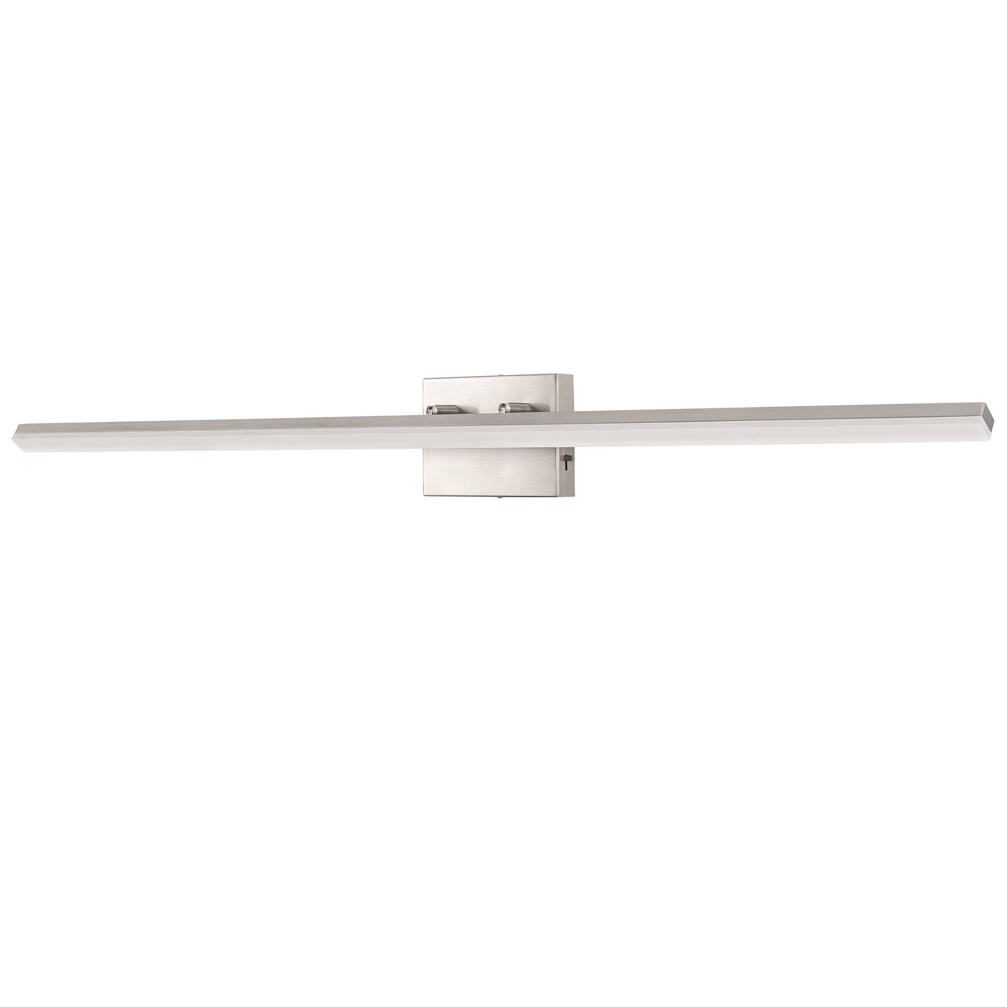 Front. Jandcase - 46 Watt 1 Light Nickel Integrated LED Vanity Light 48 inch Modern Bathroom Wall Sconce Adjustable Light Bar for Mirror.