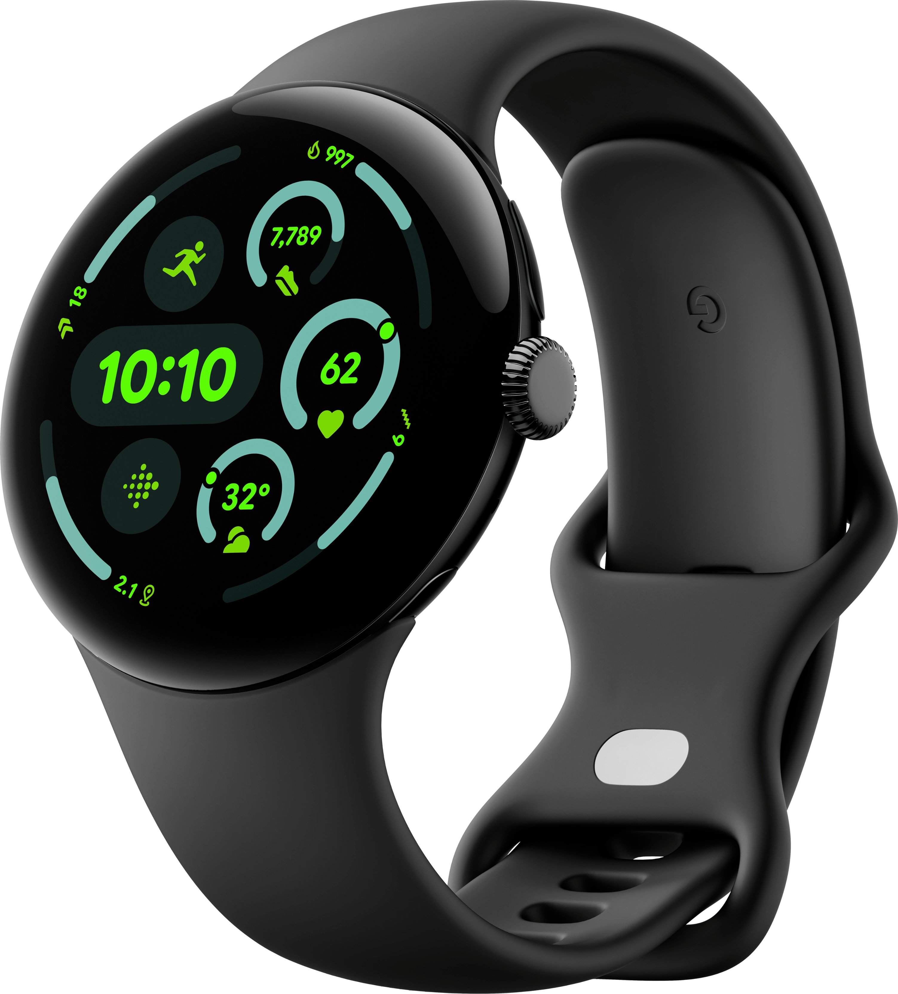 Google Pixel Watch， Matte Black ケース / Obsidian アクティブ 