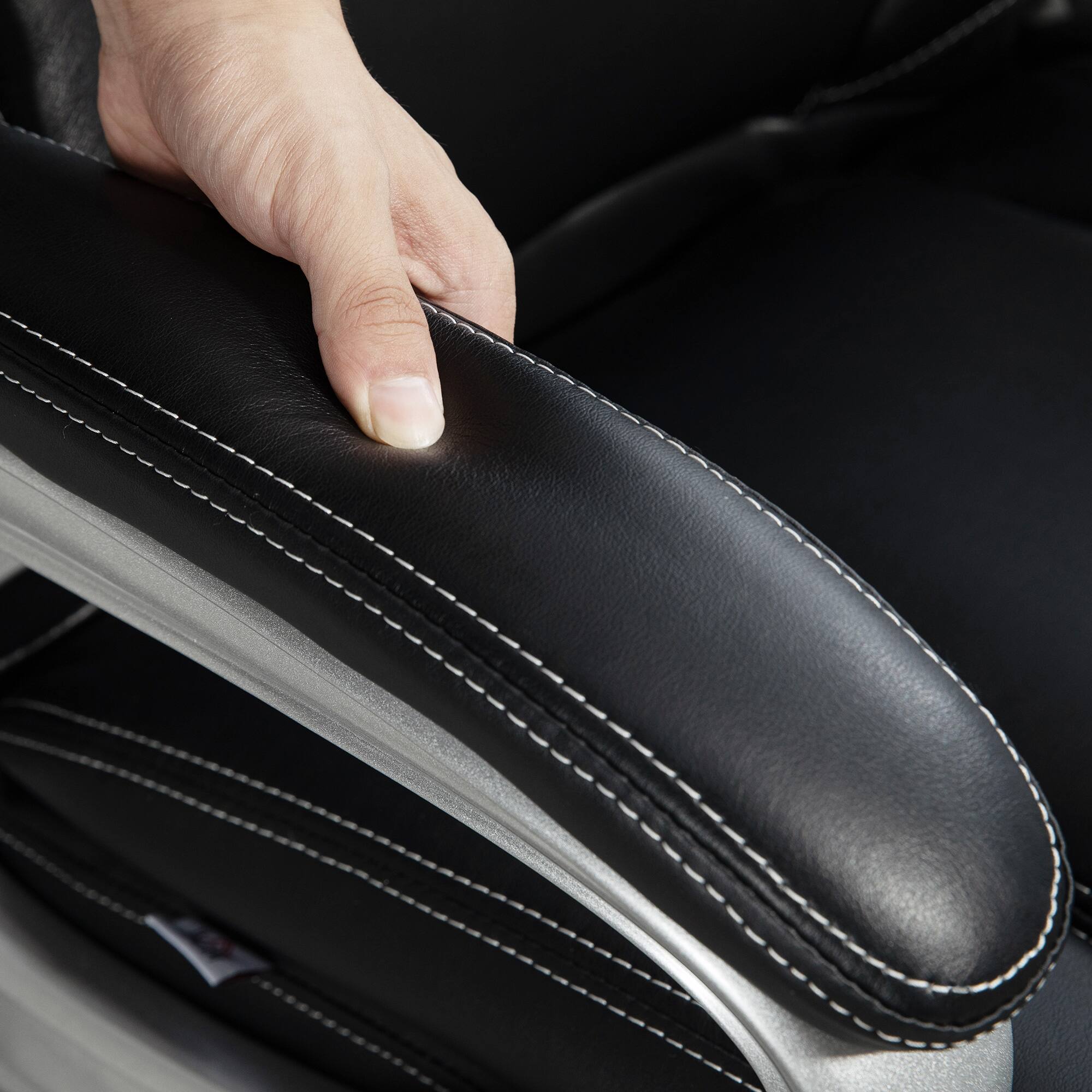 Alt View 8. Homcom - High Back Office Chair with Tilt, Padded Armrests, Swivel Wheels - Black.