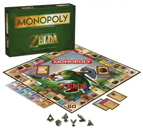 BEX VOTE MONOPOLY MONOPOLY Game Property Trading + Fast Fast-Dealing LEGEND OF THE ZELDA ZELDA EDITION COLLECTOR'S MONOPOLY dom SWIVE O VISITING CON0 1 Iass 5 10 CEA 20 50 100 500 MEN ZELDA - COLEDT -O ALAN. A YOU PASS GO
