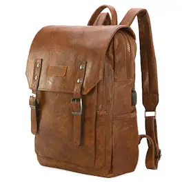 Vulpecula Spade - × Wrangler Backpack for Women Men Stylish Backpack Purse for Work Business Unisex Vegan Leather Backpack - Brown