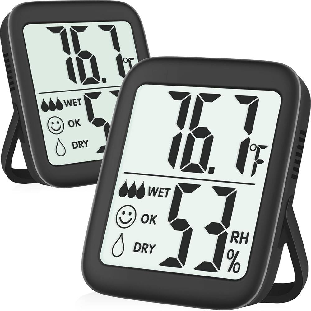 RTMB - A pair of digital temperature and humidity sensor monitors for homes - 2 Pcs * Classic Black ( 97%+ Choice )