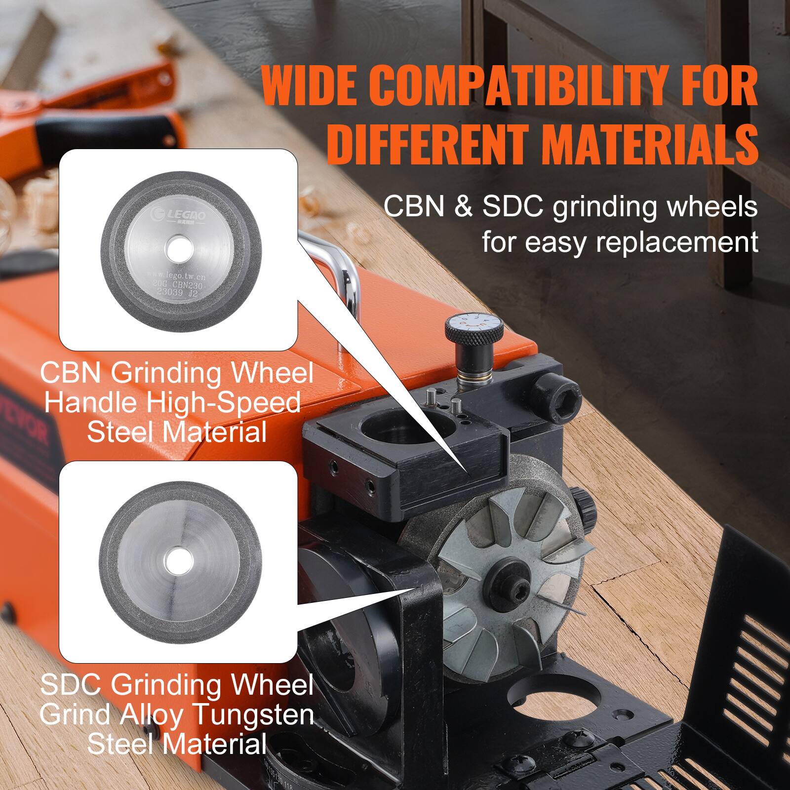 WIDE COMPATIBILITY FOR DIFFERENT MATERIALS

CBN & SDC grinding wheels for easy replacement

CBN Grinding Wheel
Handle High-Speed Steel Material

SDC Grinding Wheel
Grind Alloy Tungsten Steel Material