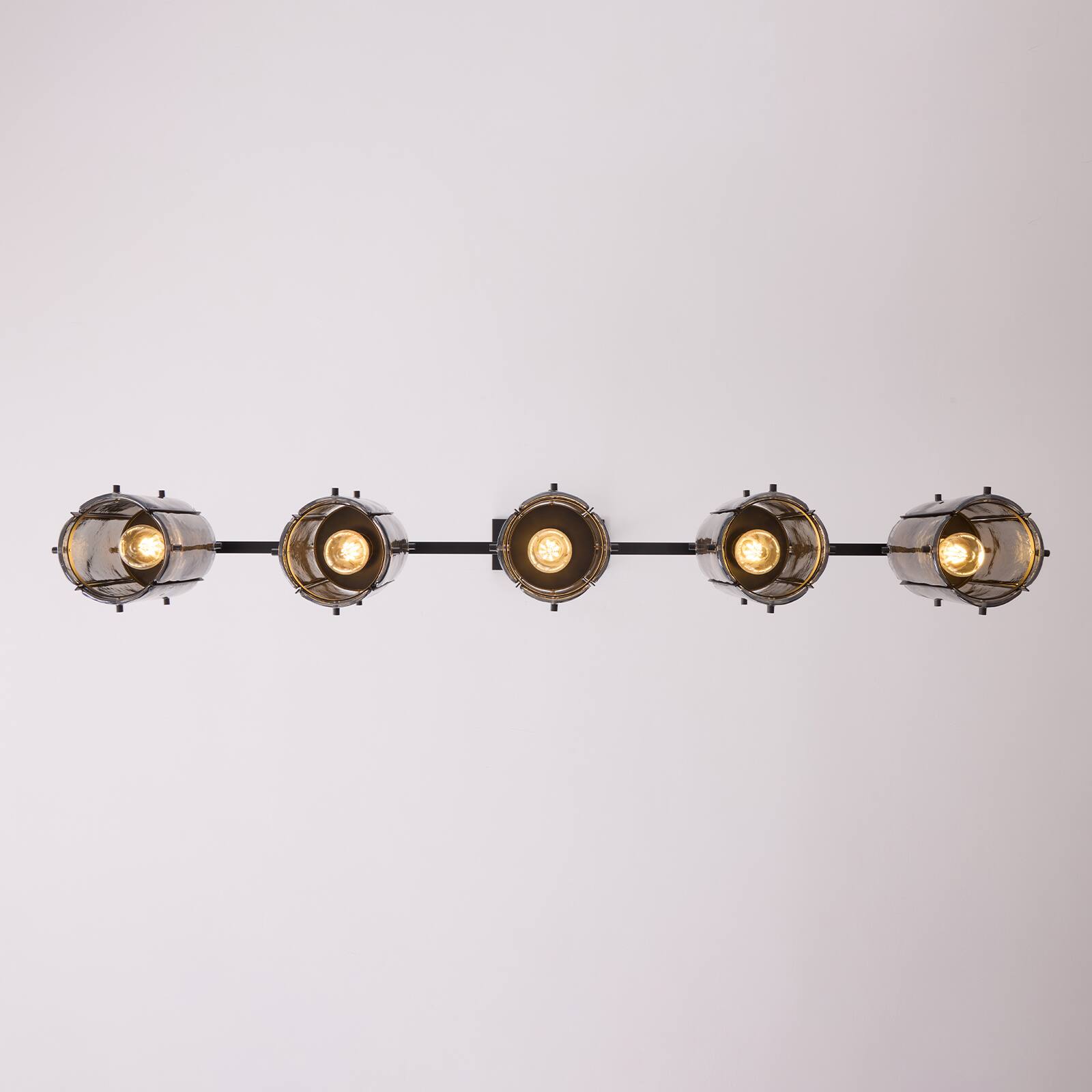Alt View 7. Siljoy - 52 In Modern Black 5 Light Smoke Glass Linear Pendant Light Adjustable Rod for Dining Room Kitchen Island Foyer - Black.