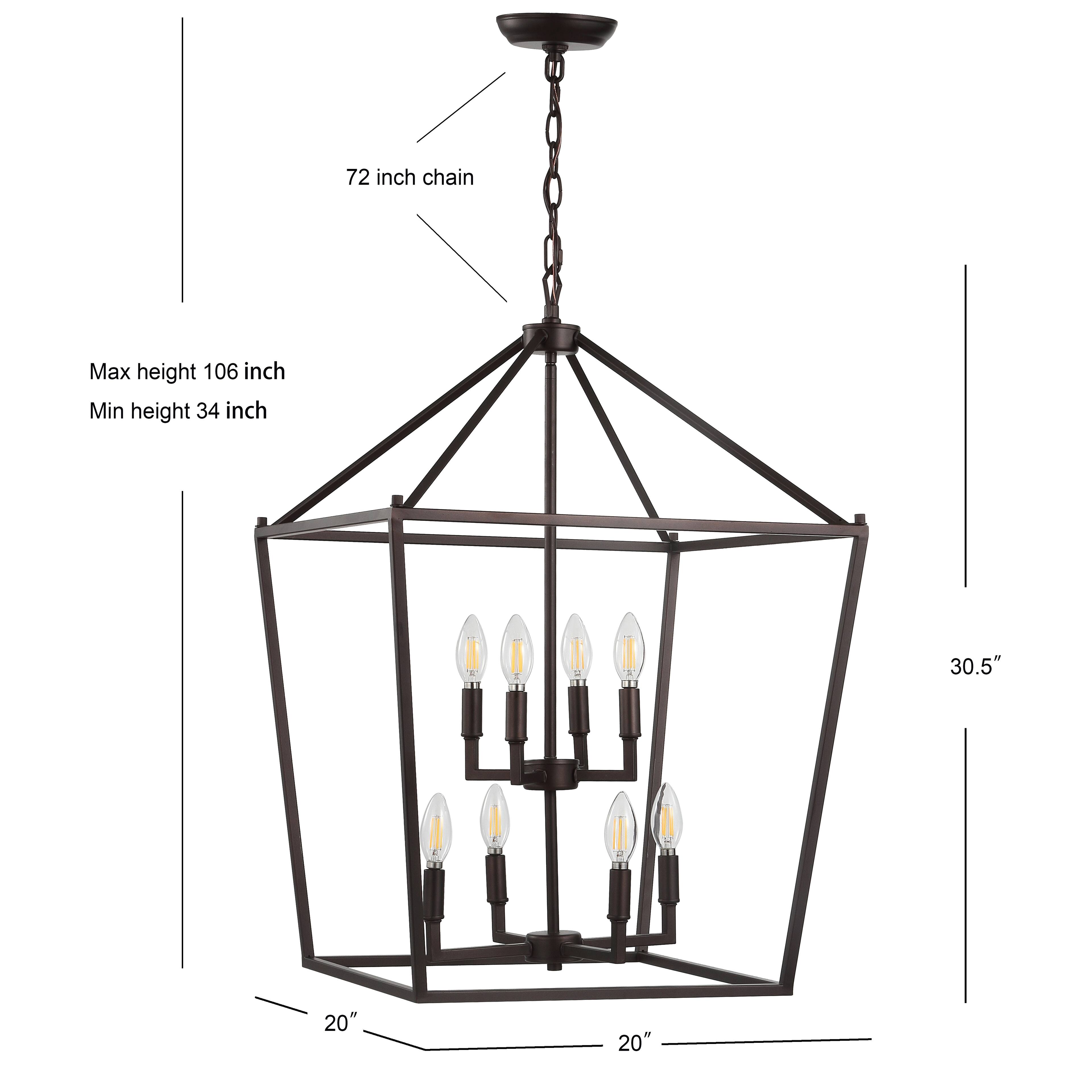 72 inch chain  
Max height 106 inch  
Min height 34 inch  
30.5"  
20"  
20"
