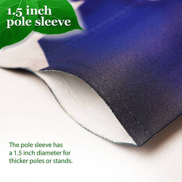 1.5 inch pole sleeve

The pole sleeve has a 1.5 inch diameter for thicker poles or stands.