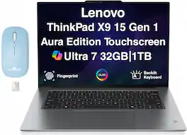Lenovo - Upgraded - ThinkPad X9 15 Gen 1 Aura Edition 15.3" Touchscreen 2.8K Copilot+ PC, Ultra 7, 32GB/1TB, UHD Webcam, Win11P - w/Mouse - Gray