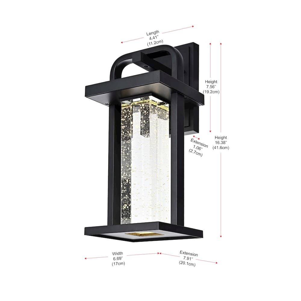Elegant Lighting - Uriah 16 inch LED Outdoor Wall sconce in Black - Black And Clear price history on PriceWatchPro