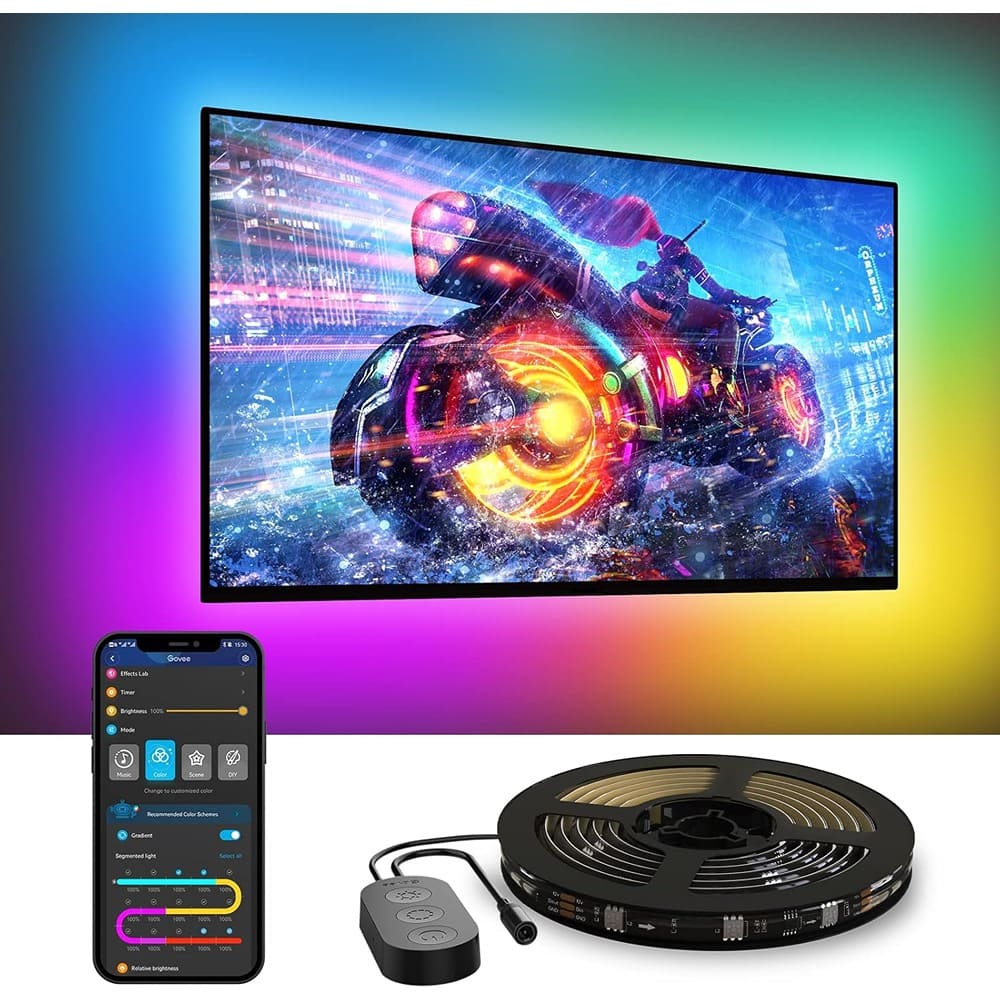 PARKER SLATER - TV LED Backlight, RGBIC Smart Strip Lights for 55-65 Inch TVs with APP Control, Alexa, Music Sync, Scene Modes - RGB