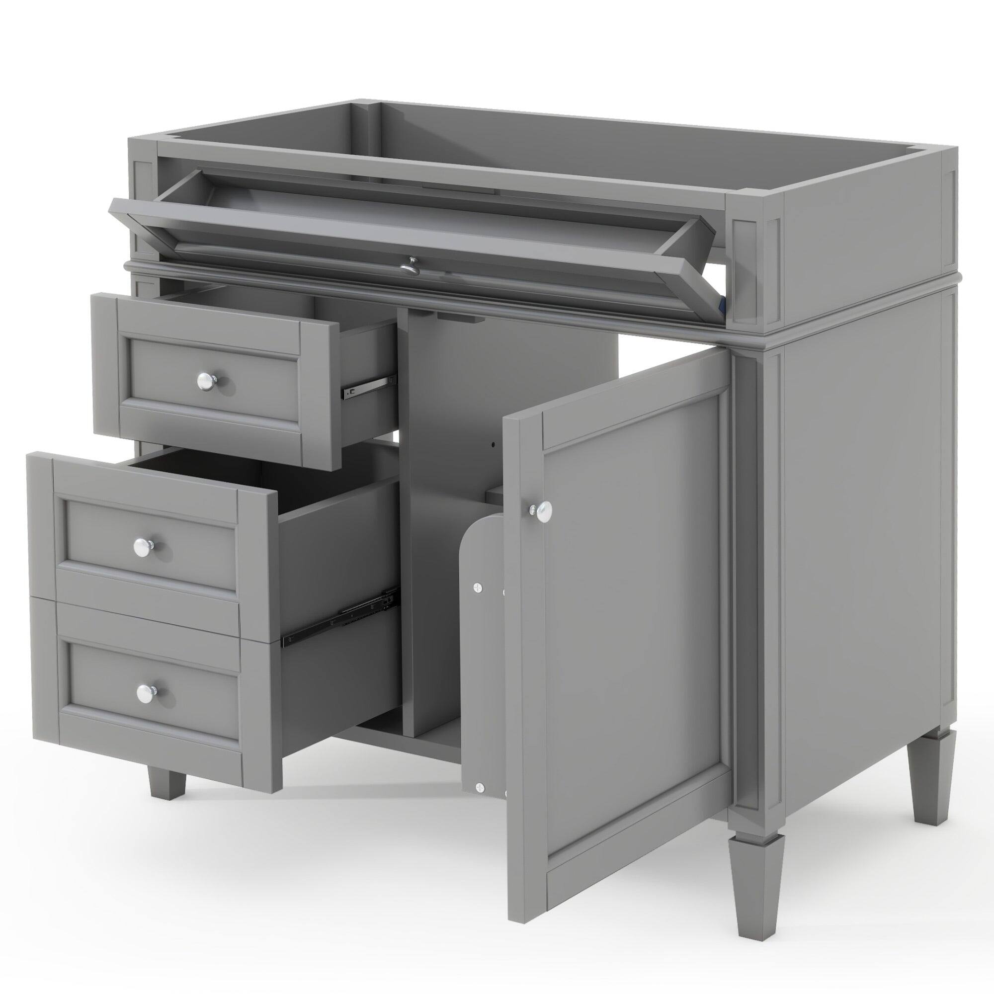 Alt View 5. Boyel Living - 36 Inch Modern Bathroom Vanity Cabinet Without Sink Solid Wood Frame Grey - Gray.