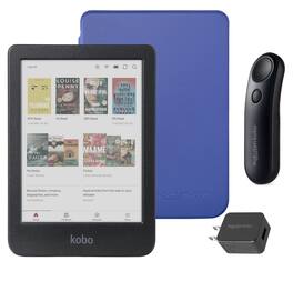 Kobo - Clara Colour (Black) eReader with Black Remote & AC Bundle - 2024 - Cobalt Blue Basic SleepCover