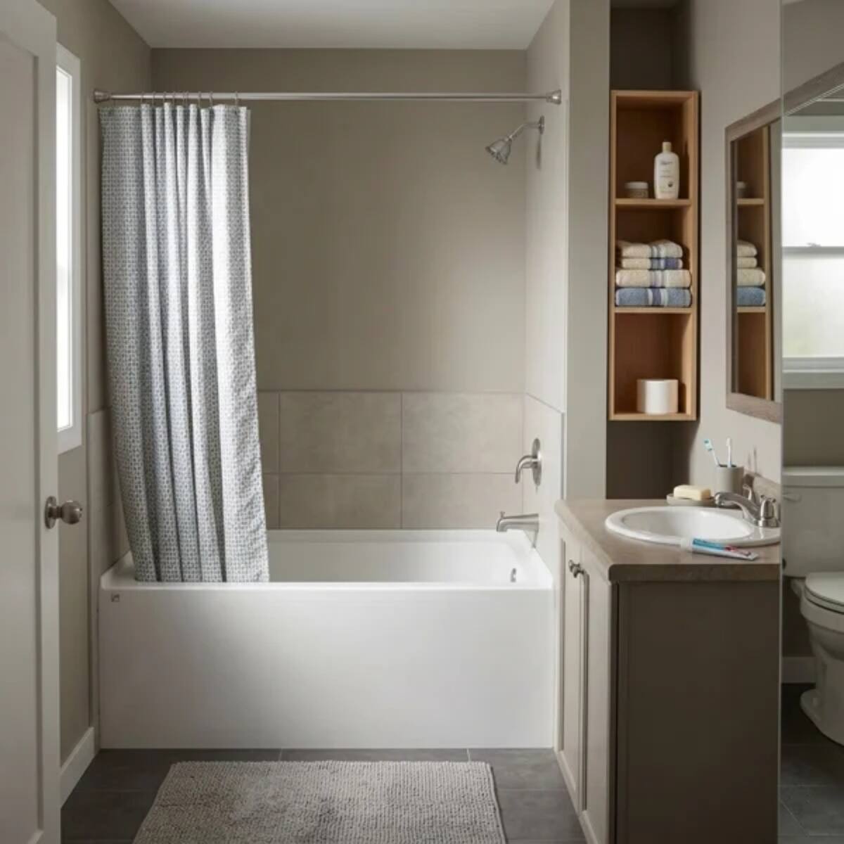 Alt View 1. Loheer - Loheer Acrylic Alcove Soaking Bathtub with Apron Front, Right Drain, Anti Slip White Tub, 54 x 32 x 21.5 in - Glossy White.