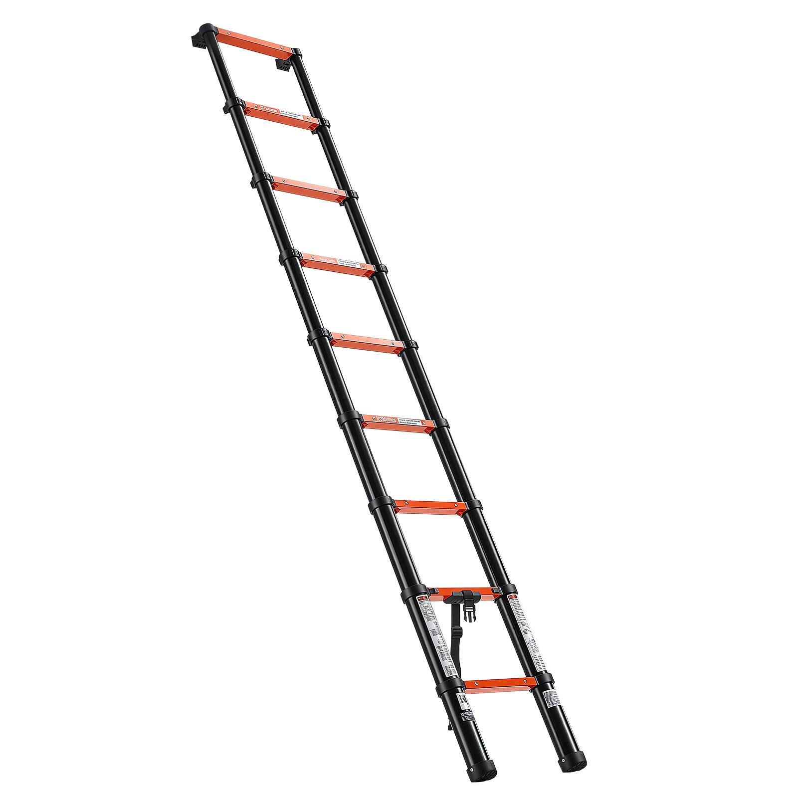 Alt View 5. VEVOR - Telescoping Ladder, 8.5 ft Extension Ladder One-Button Retraction,Heavy-Duty 330 lbs Capacity, for Home Repairs,Painting - Black;Orange.