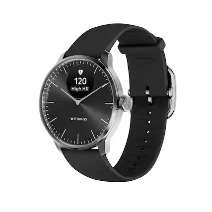 Front. Withings - ScanWatch Light - Daily Health Hybrid Smartwatch - 37mm - Black/Silver.