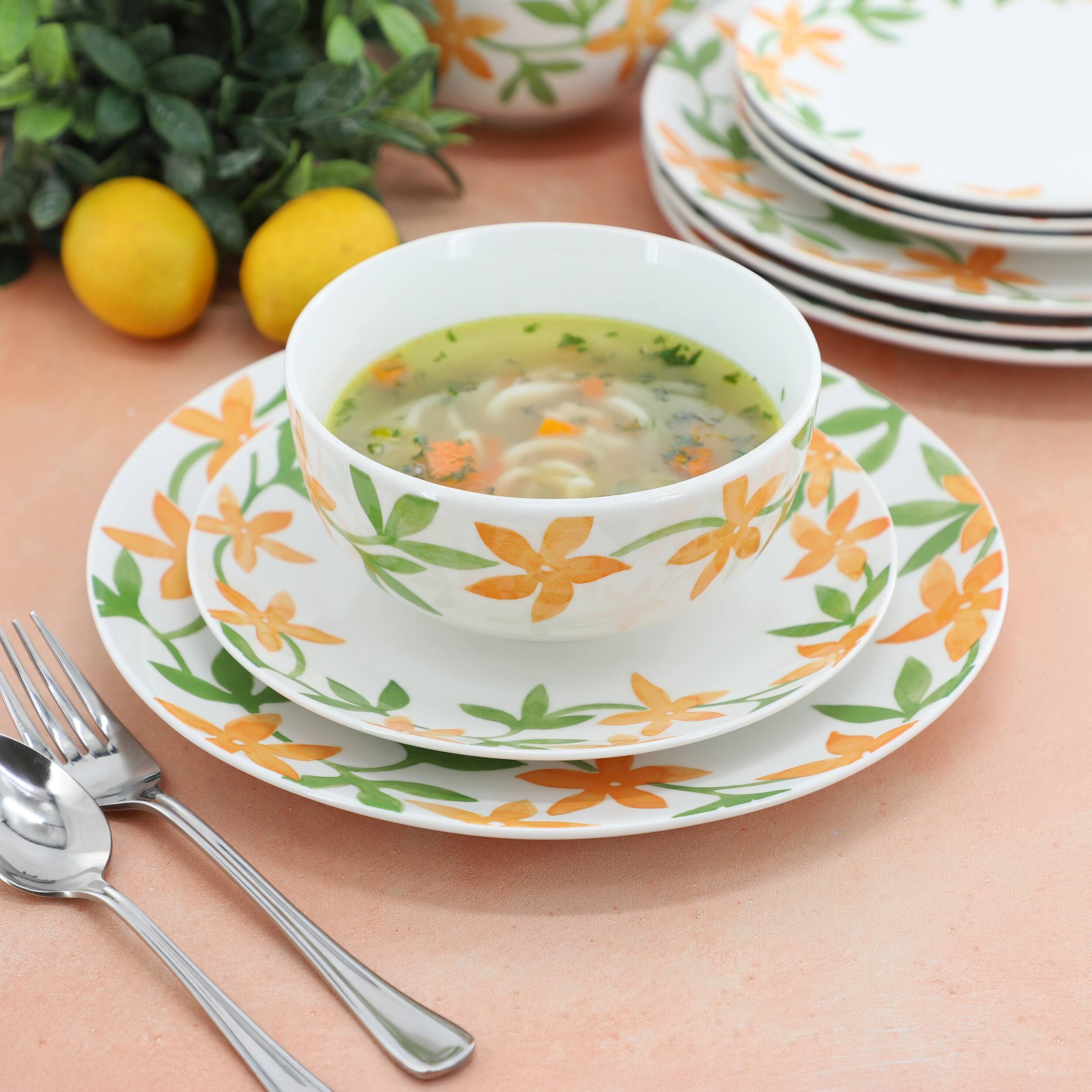 Alt View 6. Gibson - Gibson Home Surrey Hill 12 Piece Round Fine Ceramic Dinnerware Set in White - White.