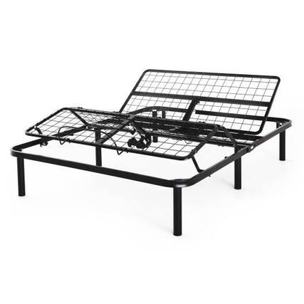 Front. Hivvago - Hivvago Twin XL Steel Adjustable Bed Frame Base with Remote Control - Black.
