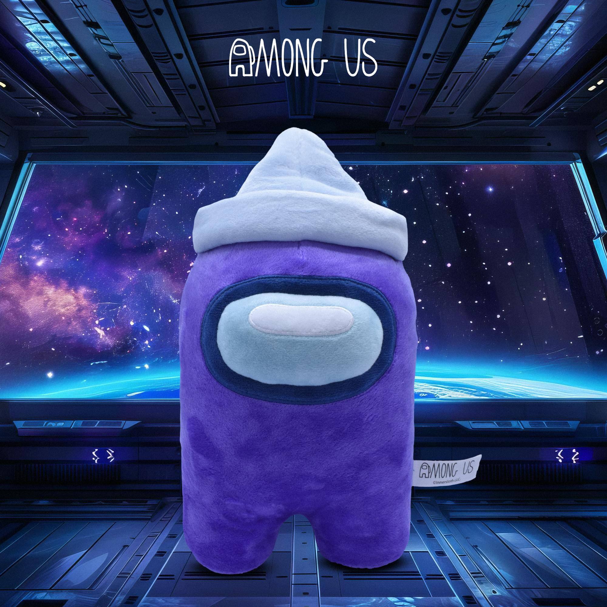 Just Toys LLC Among Us 7 Inch Plush | Crewmate w/ Paper Hat Purple