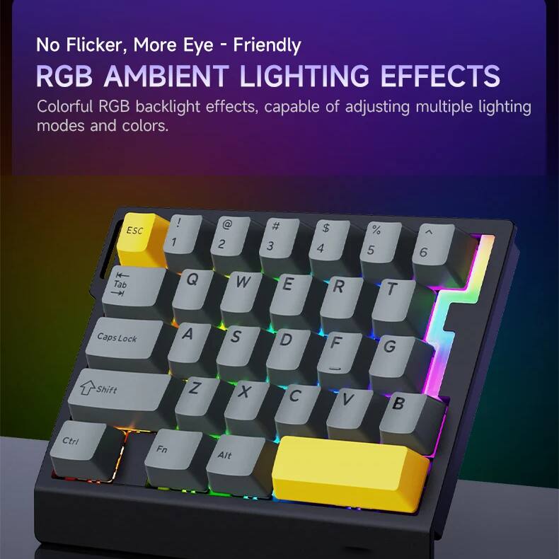 No Flicker, More Eye-Friendly RGB AMBIENT LIGHTING EFFECTS

Colorful RGB backlight effects, capable of adjusting multiple lighting modes and colors.
