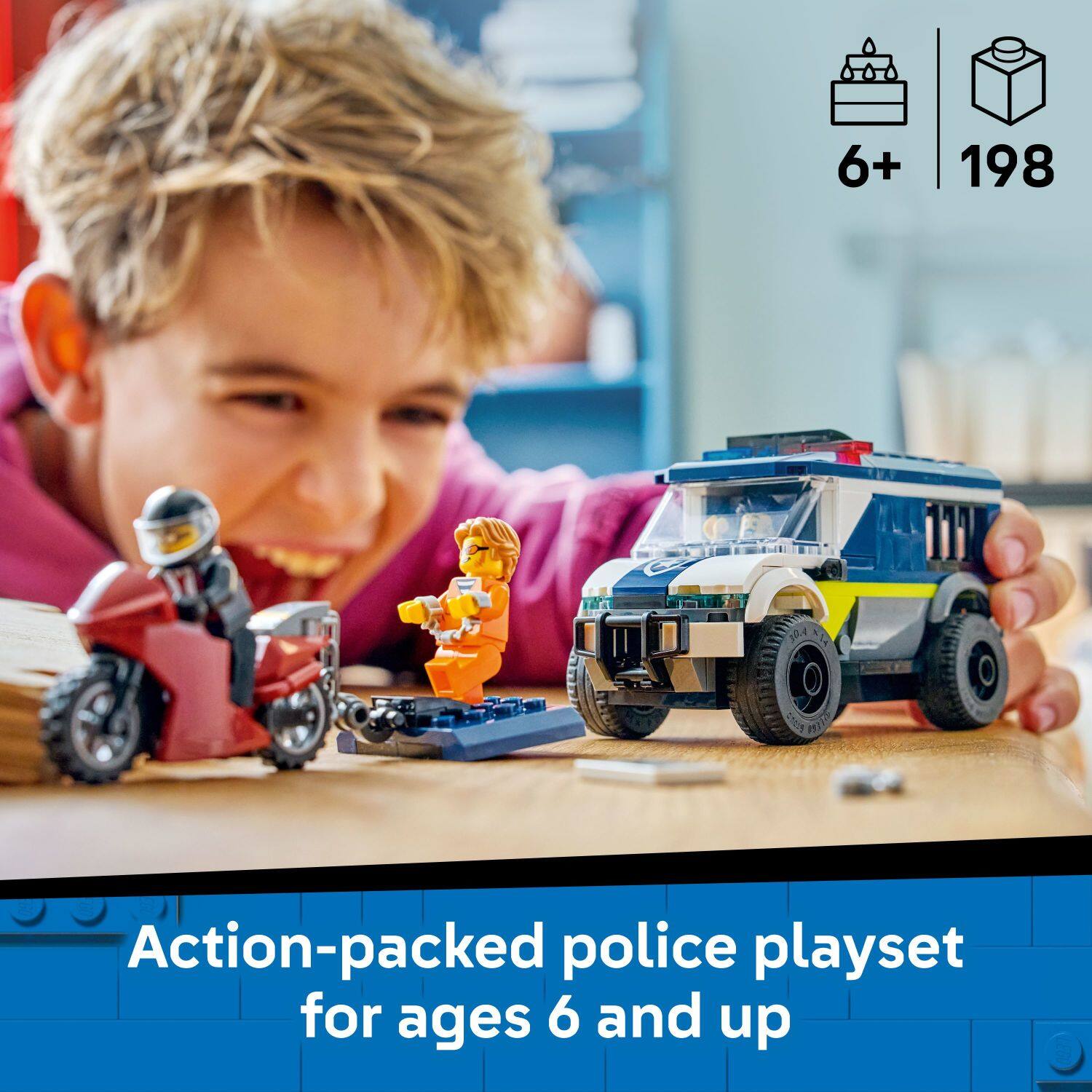 6+ 198  
Action-packed police playset for ages 6 and up