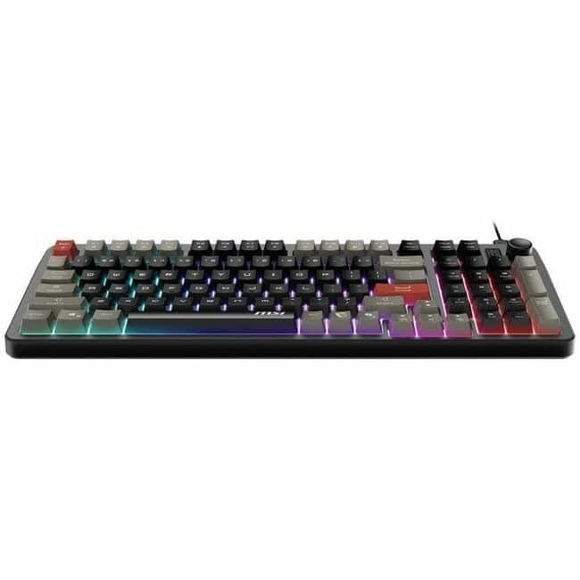 MSI - FORGE GK110 US - Cable Connectivity - USB 2.0 Interface - RGB LED - 97 Key(s) - Volume Control Wheel, Media Control - Black,Gray