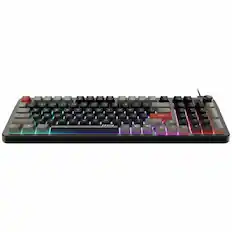 Front. MSI - MSI FORGE GK110 US - Cable Connectivity - USB 2.0 Interface - RGB LED - 97 Key(s) - Volume Control Wheel, Media Control - Black.
