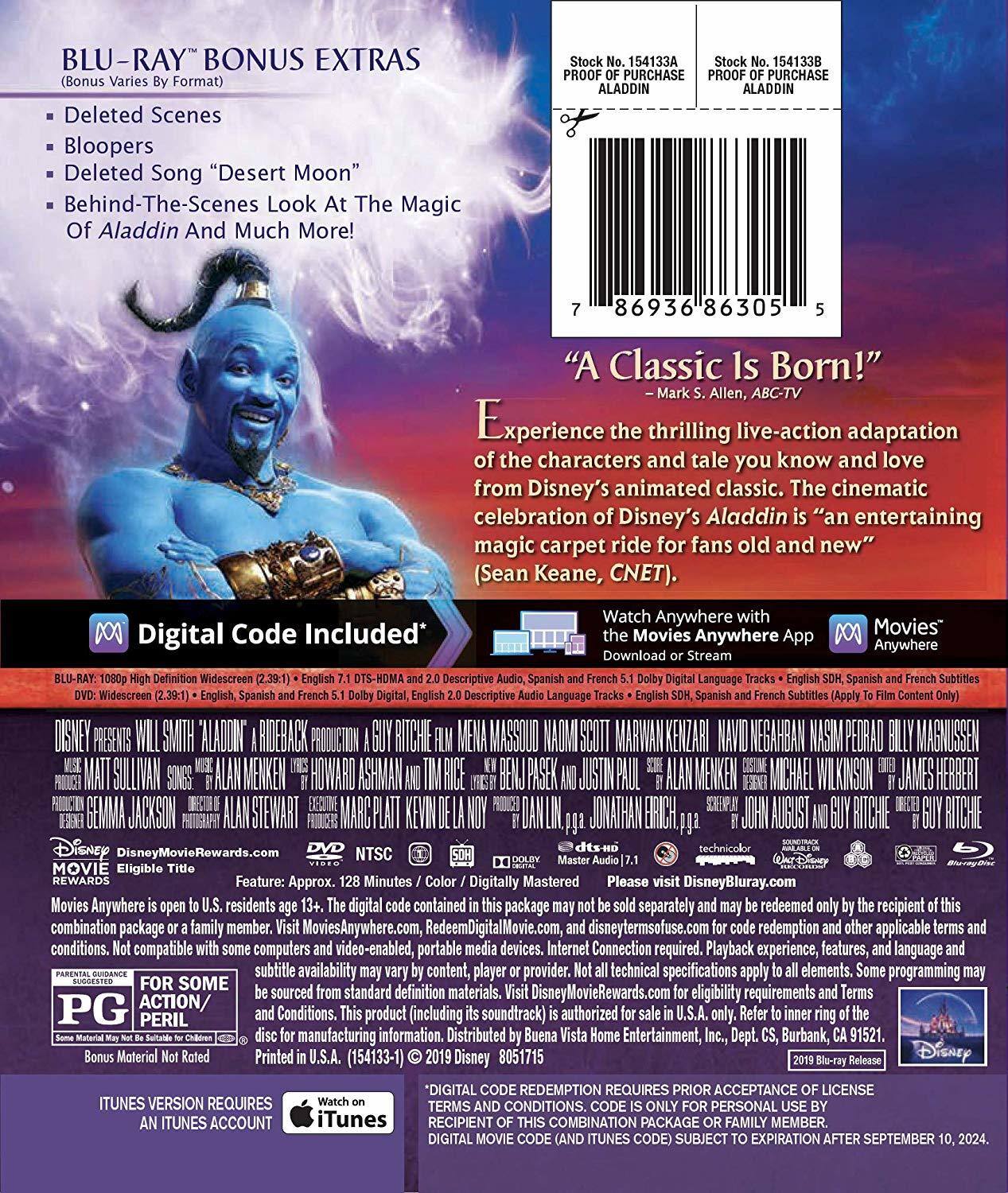 Alt View 1. Aladdin   - BLU-RAY.