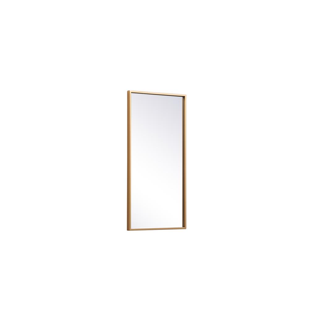 Alt View 1. Elegant Decor - Metal frame rectangle mirror 14x28 inch in brass - Brass.