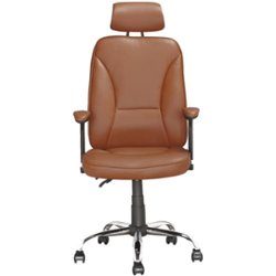 CorLiving - 5-Pointed Star Foam and Leatherette Executive Chair - Light Brown - Front_Zoom
