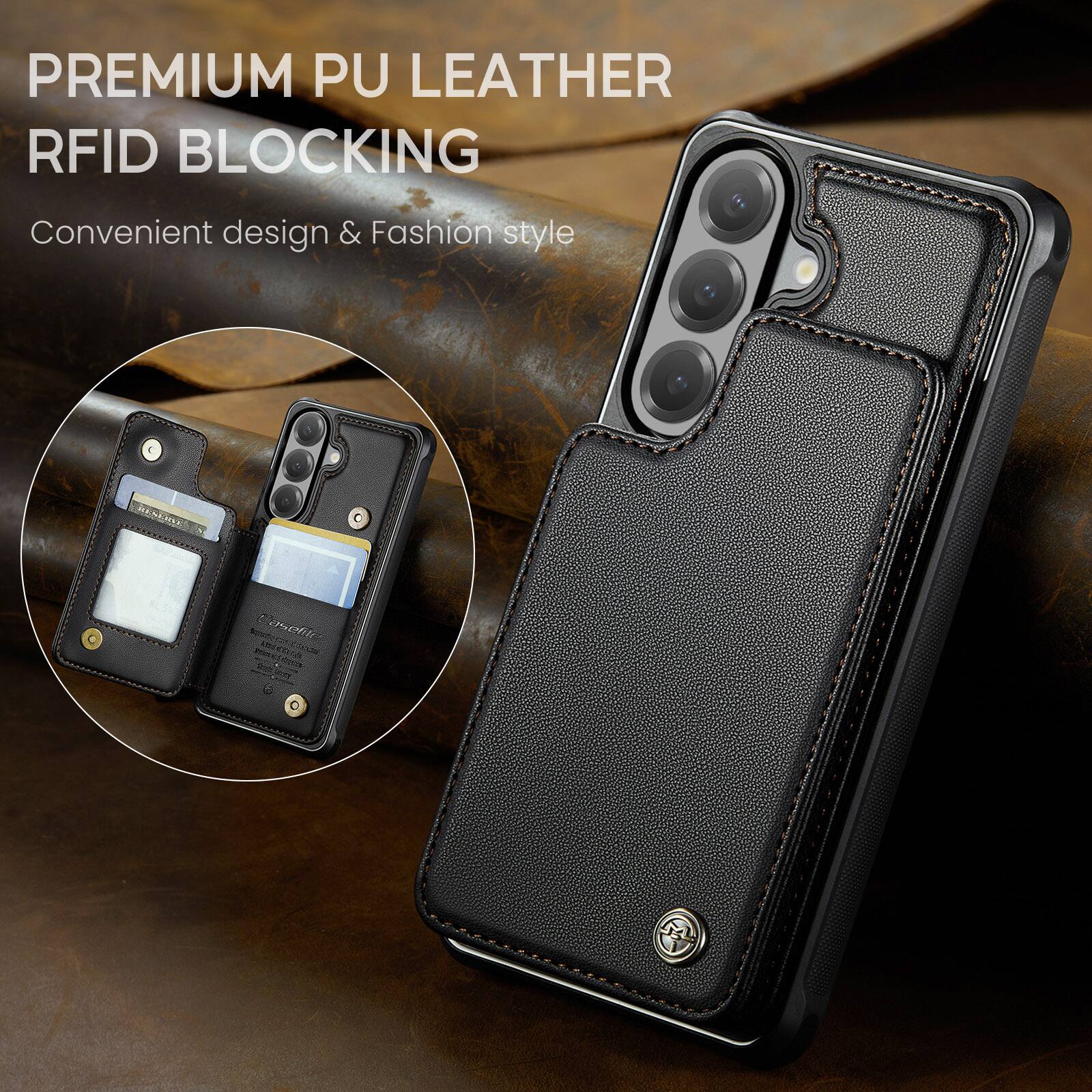 PREMIUM PU LEATHER RFID BLOCKING  
Convenient design & Fashion style