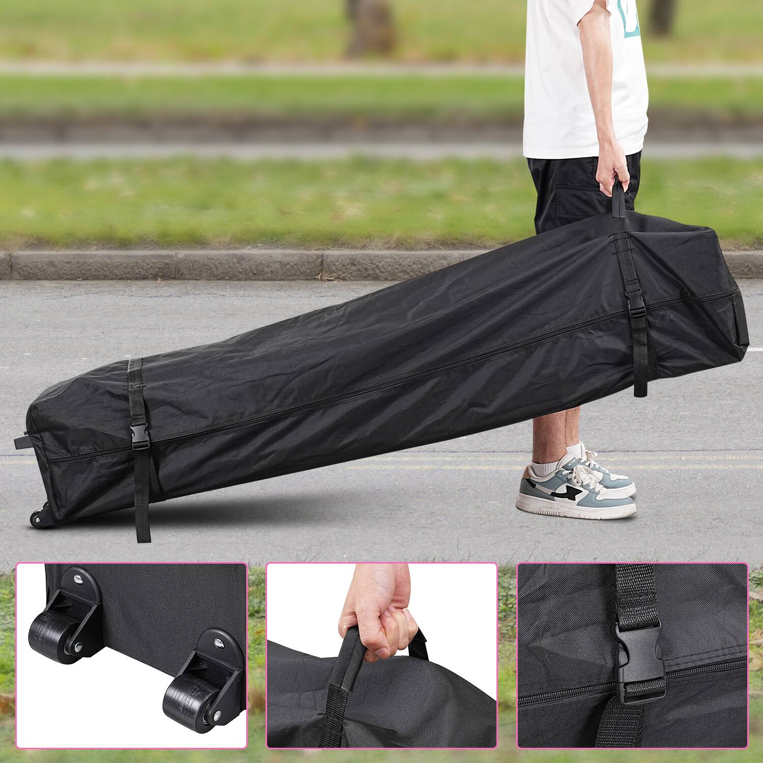 Back. Ainfox - Ainfox 10x10 Easy Set Up Camping Canopy, Pop Up Tent with 4 Piece Sidewalls, Easy Up for Events, Parties, Camping - Pink.