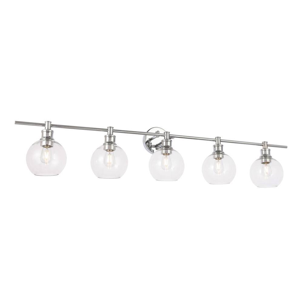 Back. Living District - Collier 5 light Chrome and Clear glass Wall sconce - Chrome And Clear Glass.