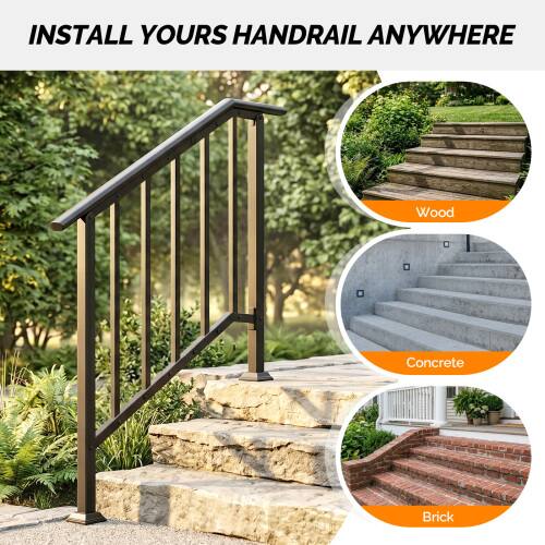 INSTALL YOURS HANDRAIL ANYWHERE

Wood
Concrete
Brick