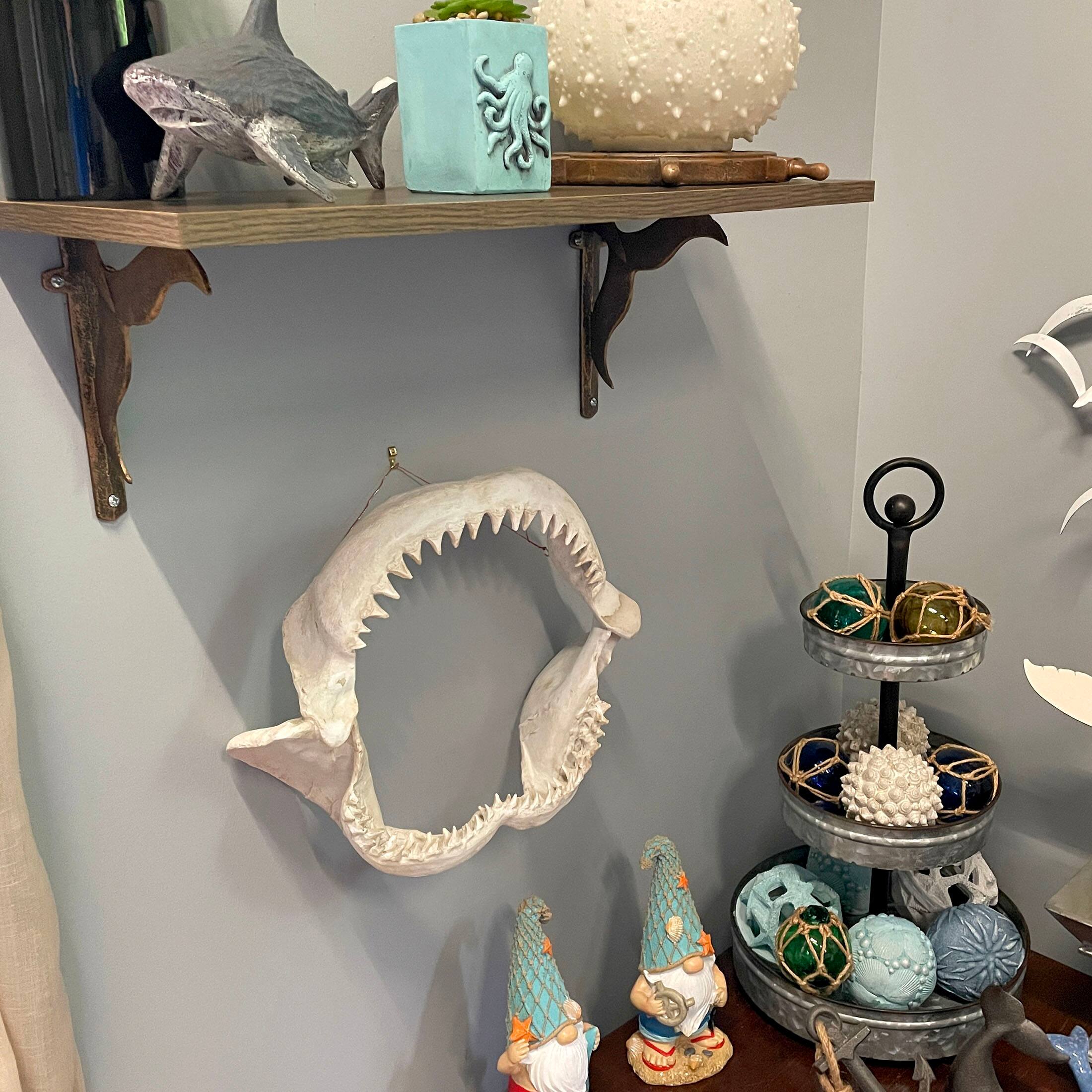 Alt View 5. Chesapeake Bay - Replica Shark Jaw Wall Sculpture Resin Coastal Nautical Decor 16" Off-White Art - Off-white.