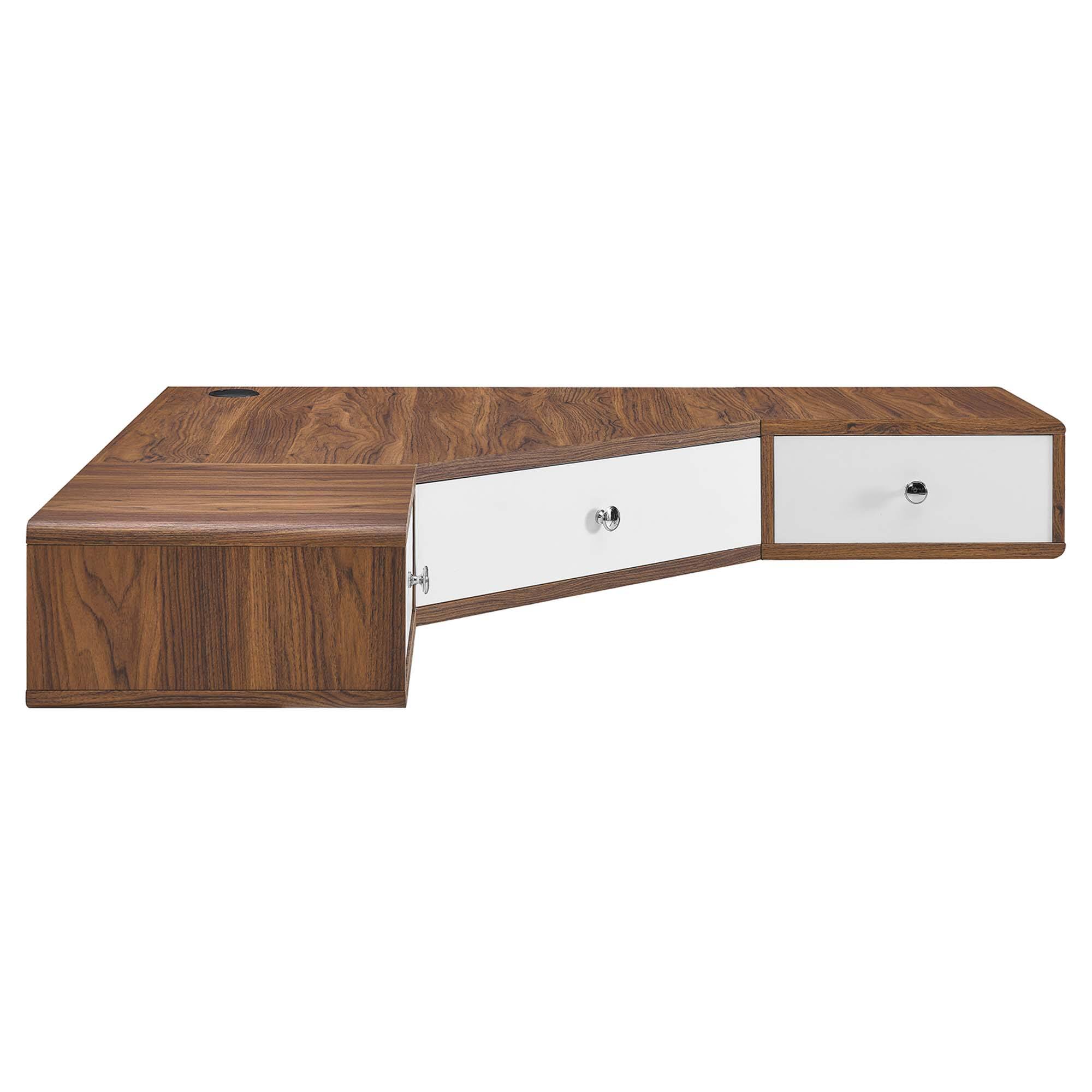 Angle. Modway - Transmit 47" Wall Mount Corner Walnut Office Desk by Modway - Walnut White.