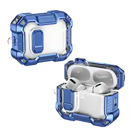 UUCOVER - Rugged Protective Case for Airpods Pro 3rd Gen (2025) with Lock and Carabiner Shockproof PC Clear Cover - Blue
