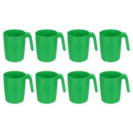 Unique Bargains - Set of 8 Plastic Coffee Mugs, Unbreakable Reusable Microwave Dishwasher Safe Drinking Cups for Kitchen Camping - Light Green
