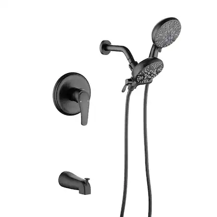 Front. Boyel Living - Matte Black Dual Shower Head System Brass SUS304 1-Function Valve 7-Function Sprayers cUPC - Black.