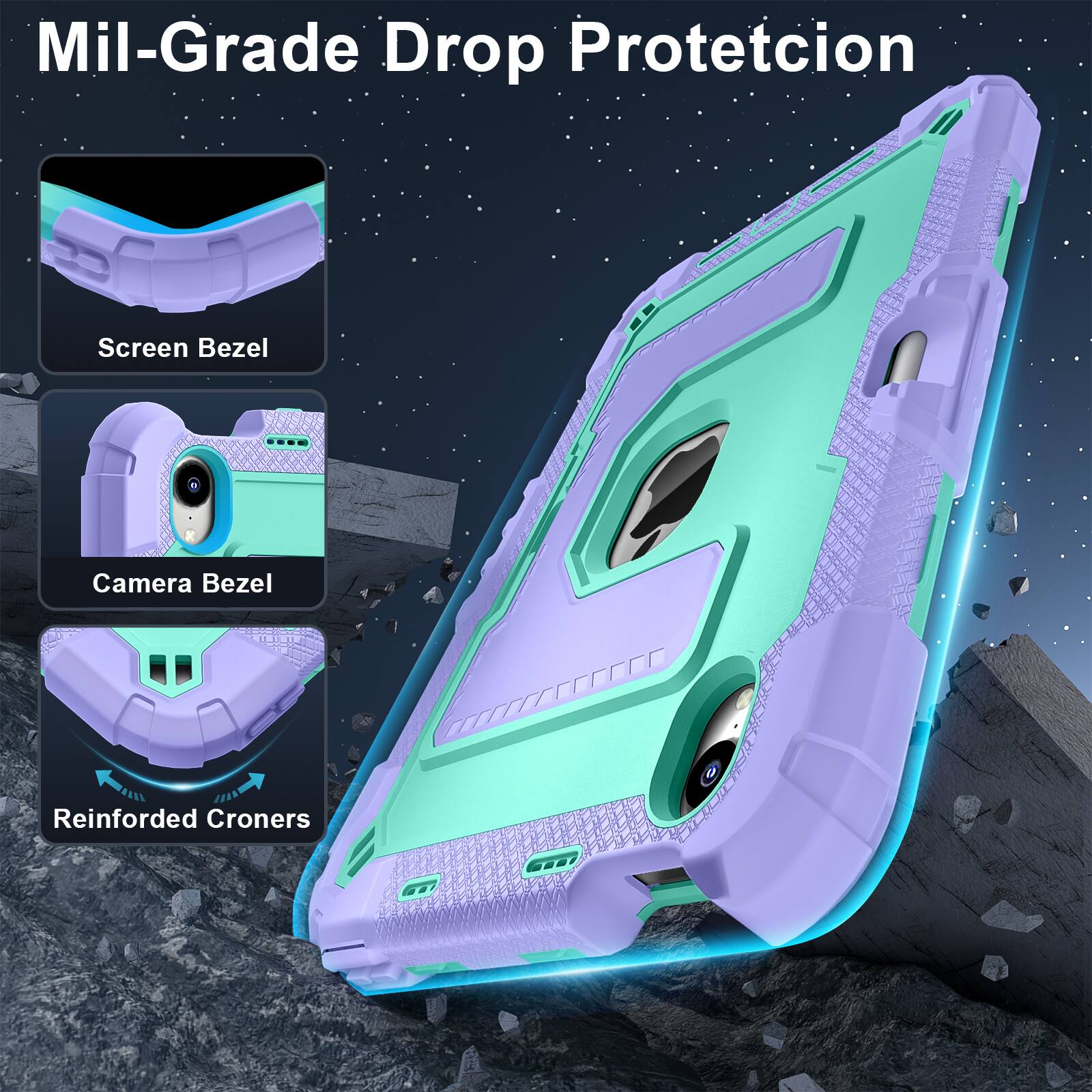 Mil-Grade Drop Protection

- Screen Bezel
- Camera Bezel
- Reinforced Corners