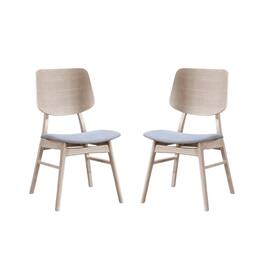 FurniFact - Wood Back Dining Chair Set of 2 Mid-Century Ash - White